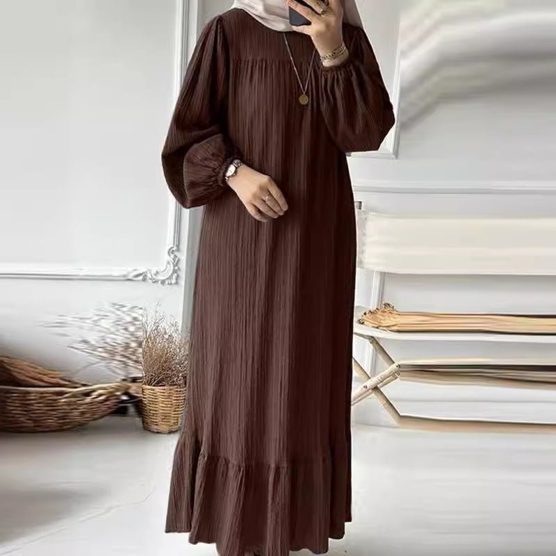 Abaya Plissée avec Ourlet Volanté (MA112)