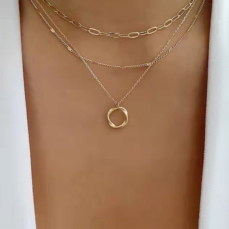 Collier à pendentif rond et chaîne épaisse (MAC207)