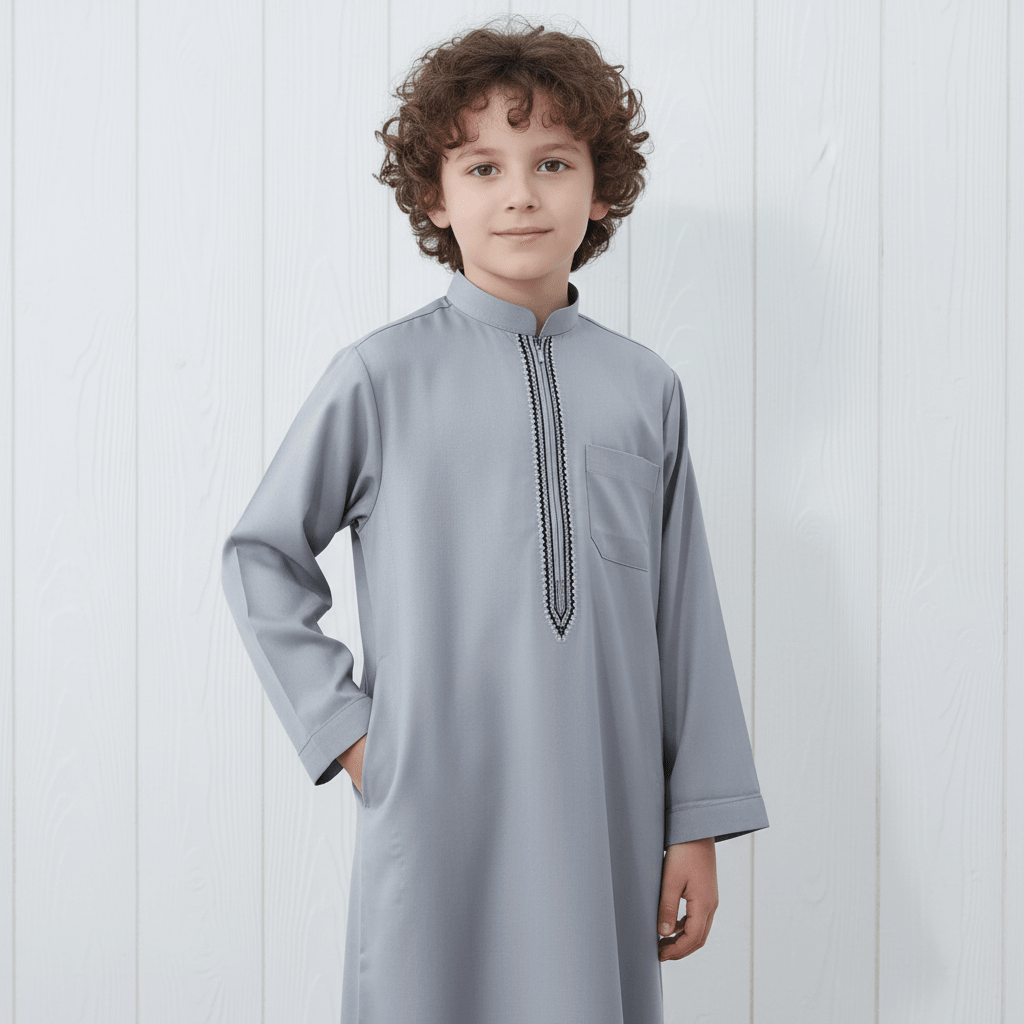 Djellaba brodée pour garçons musulmans avec poches (MKB013)