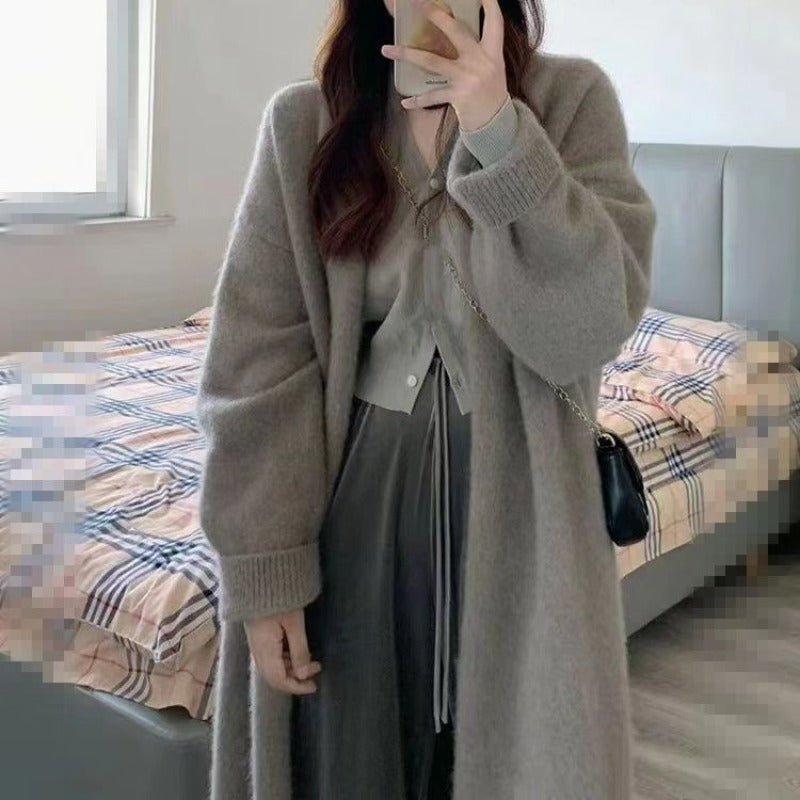 Cardigan mi-long en maille style décontracté (MS156)