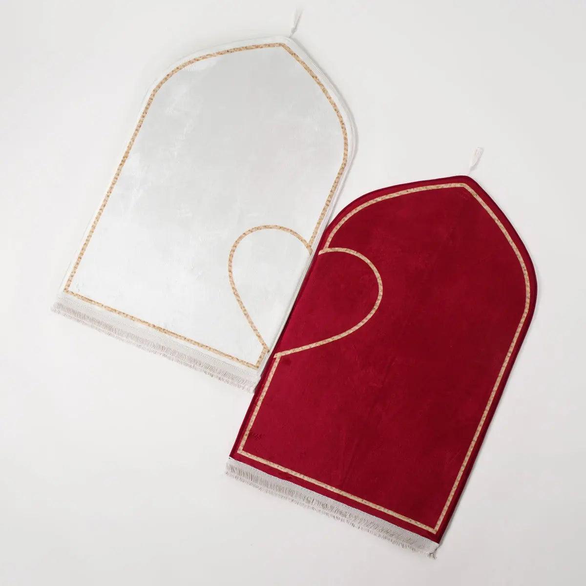 Tapis de prière MR055 en flanelle gaufrée antidérapante avec motif interactif cœur