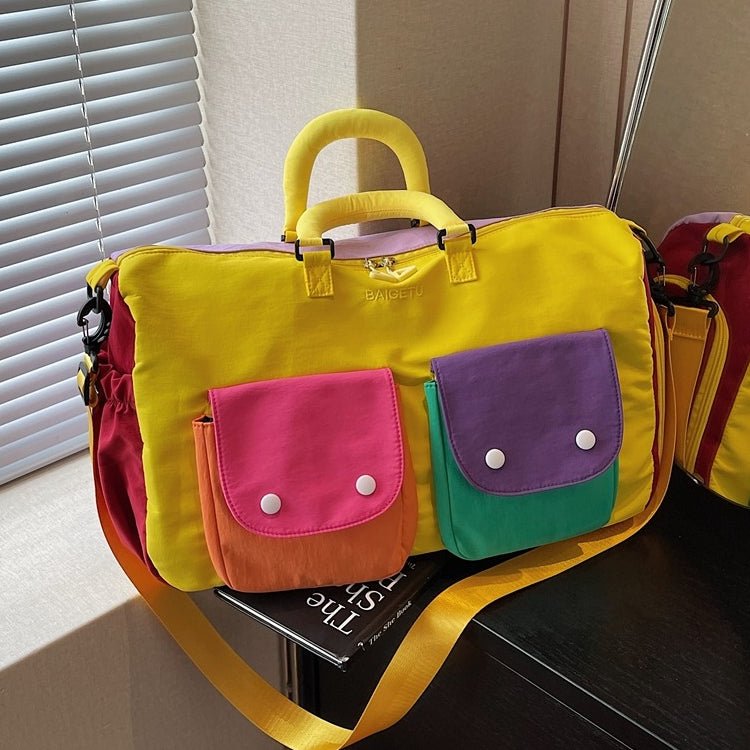 Sac de Voyage Colorblock - Sac Weekender Léger à Main avec Bandoulière et Poches Extérieures (MAC480)