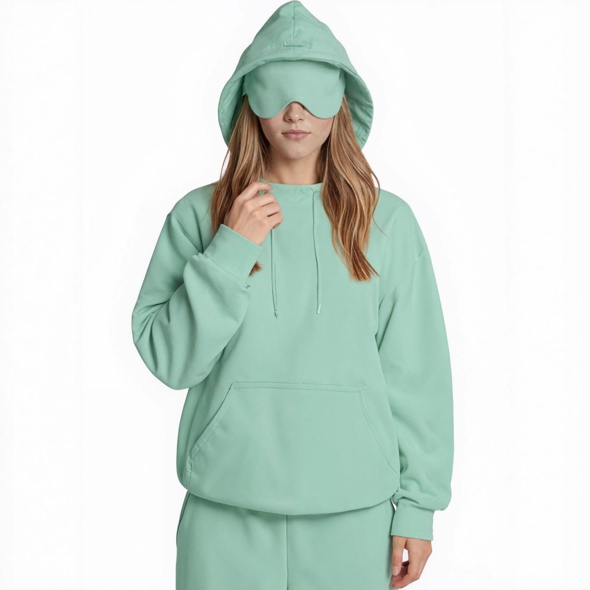 Sweat à capuche Travel Mode avec masque de sommeil intégré | Pull oversize avec masque de sommeil intégré (MS209)