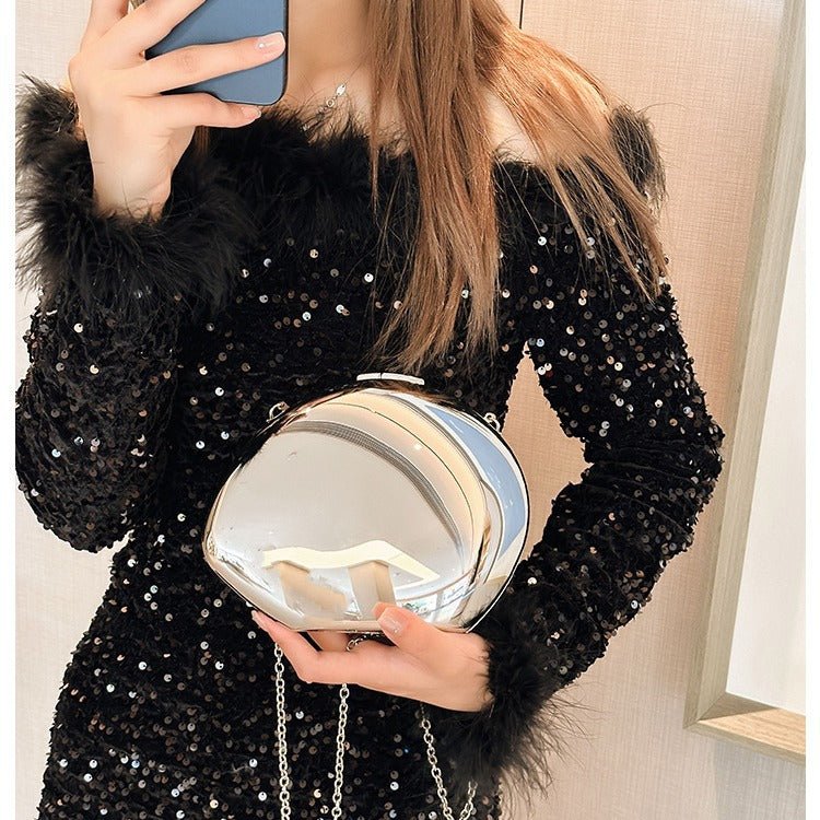 Sac cosmétique MAC160 en forme d'œuf d'oie, avec chaîne bandoulière en métal et acrylique