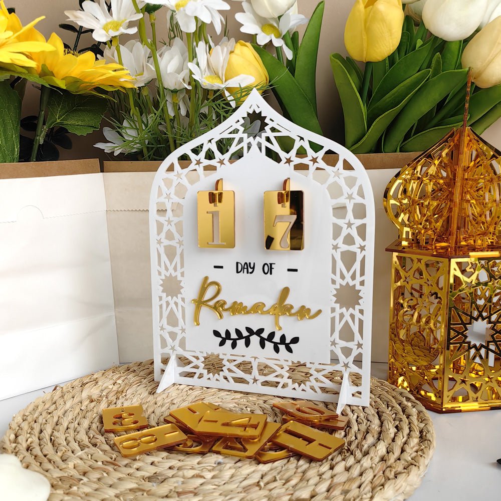 Décoration de Table Acrylique Compte à Rebours du Ramadan - Ornement Artisanal Festif pour la Maison (MAC403)