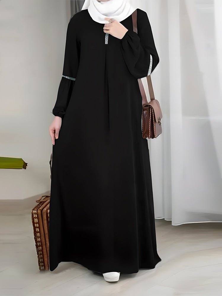 Abaya décontractée et polyvalente avec délicats détails en paillettes (MA150)
