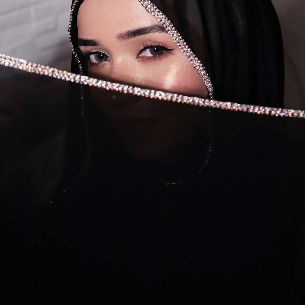 Hijab en Mousseline Bordé de Diamants (MH087)