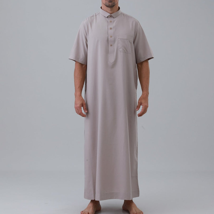 Thobe uni pour homme avec patte de boutonnage (MT038)