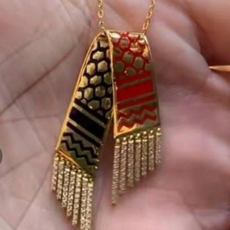 Collier vintage MAC107 Keffiyeh Palestine en acier inoxydable