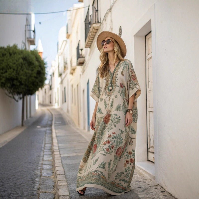 Robe Kaftan Maxi Imprimée (MS419)