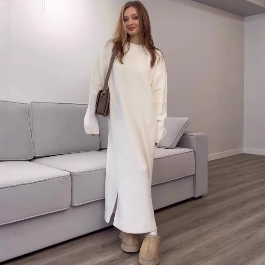 Robe Maxi en Tricot Côtelé (MS443)