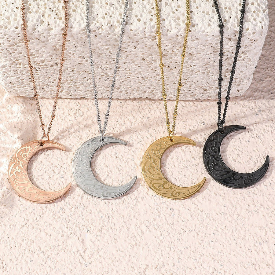 Collier chaîne clavicule en acier titane Simple Moon (avec coffret cadeau) (MAC218)
