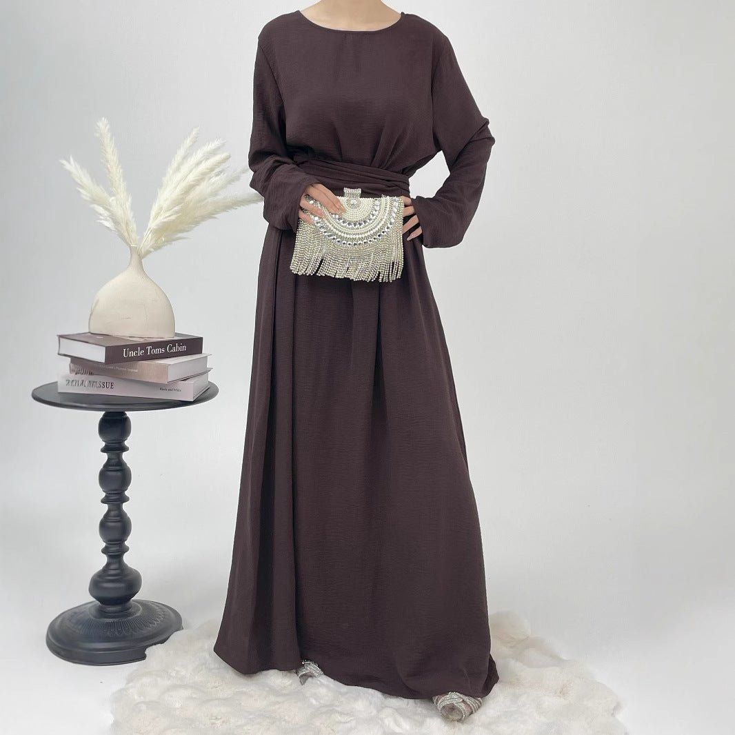 Robe du soir abaya élégante en crêpe glacé à lacets (MA160)