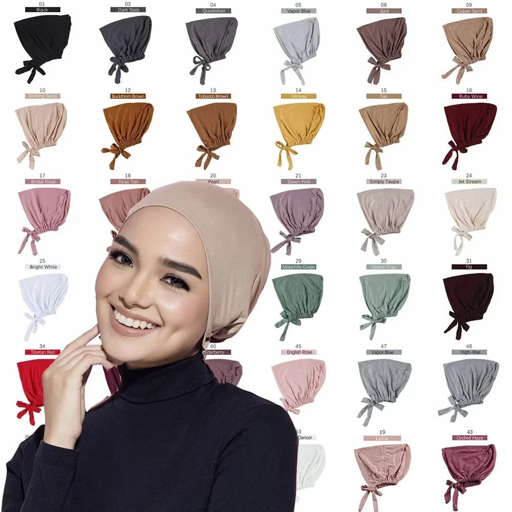 Sous-bonnet ajustable en coton stretch à nouer | Bonnet hijab (MH200)