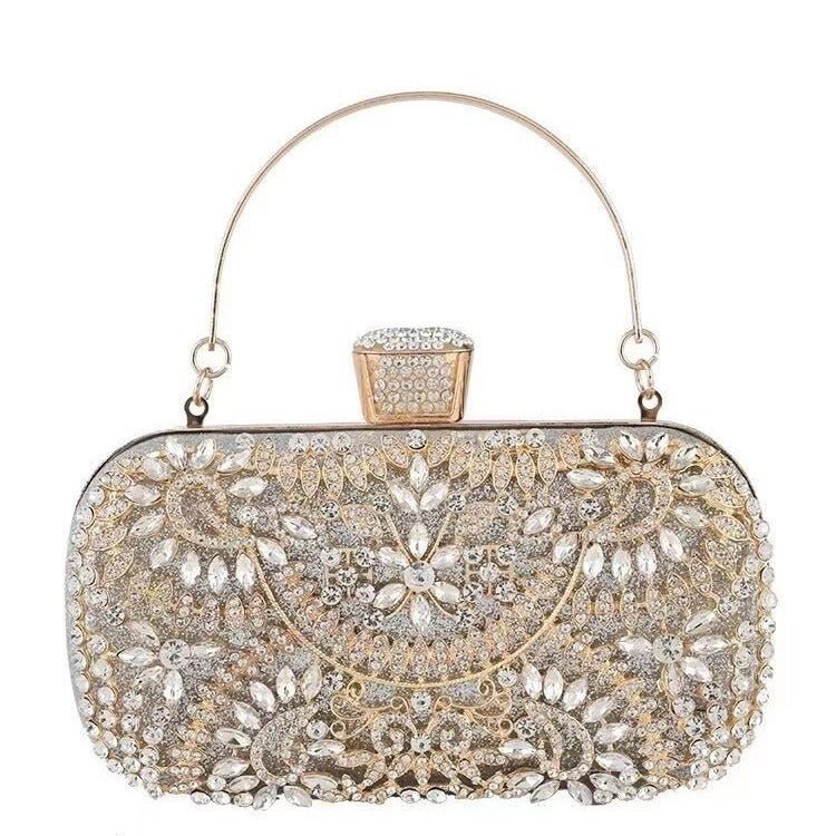 Pochette de soirée Artisan Crystal-Flower – Sac à main pailleté de luxe pour Couture & Galas (MAC274)