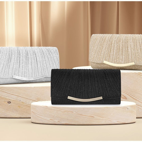 Pochette de soirée plissée pailletée pour femme (MAC428)