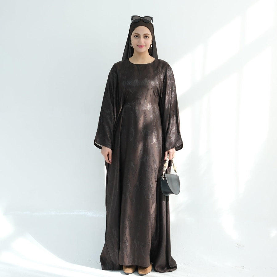 Abaya Maxi Manches Chauve-souris Jacquard (MA447)