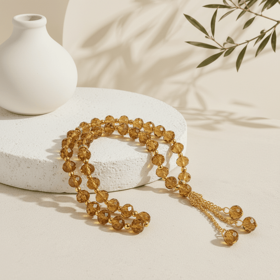 Tasbeeh musulman en verre cristal, 33 perles (MR039)