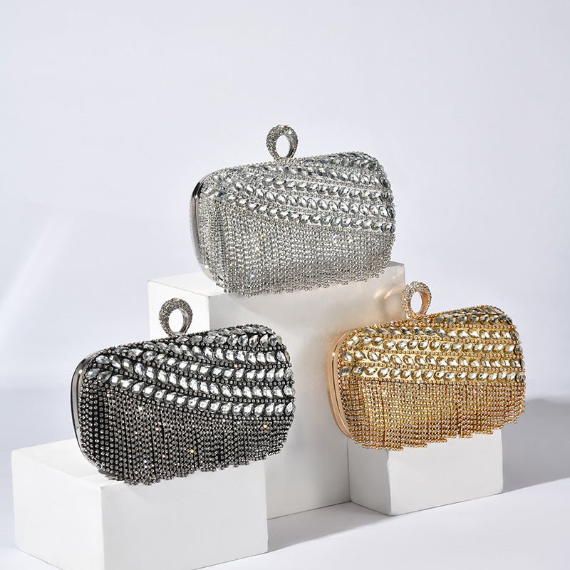 Pochette de soirée pailletée de diamants, sac du soir en cristal à motifs superposés (MAC283)
