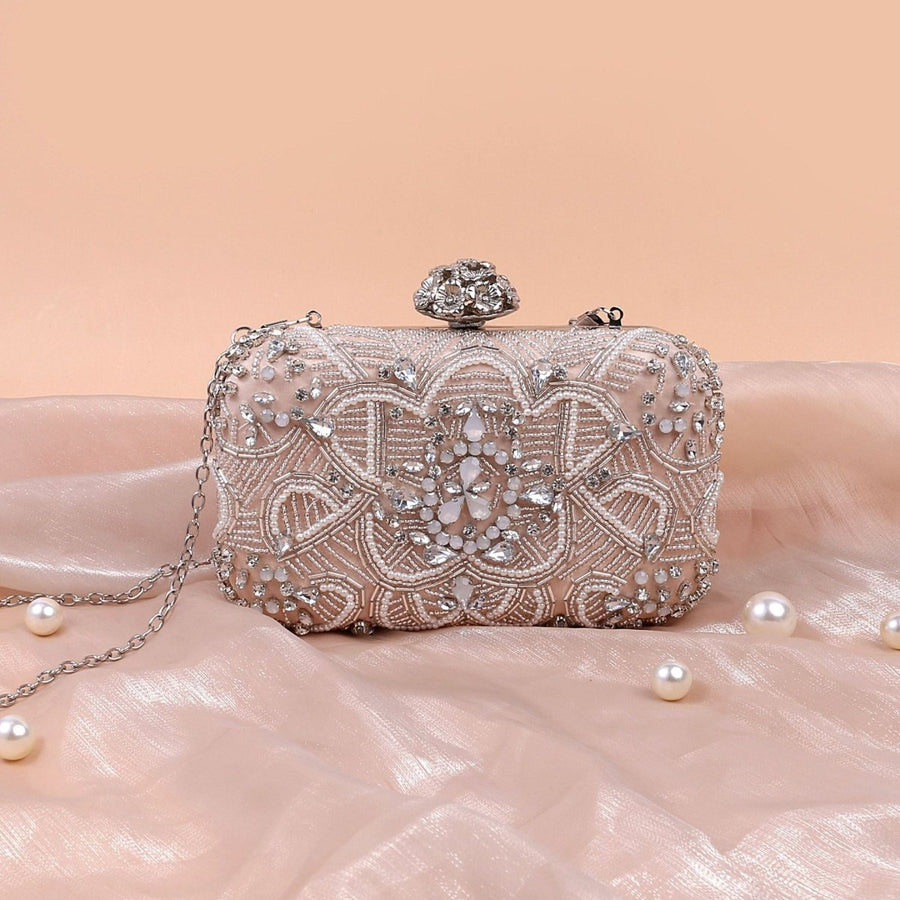 Pochette de soirée perlée ornée de diamants (MAC302)