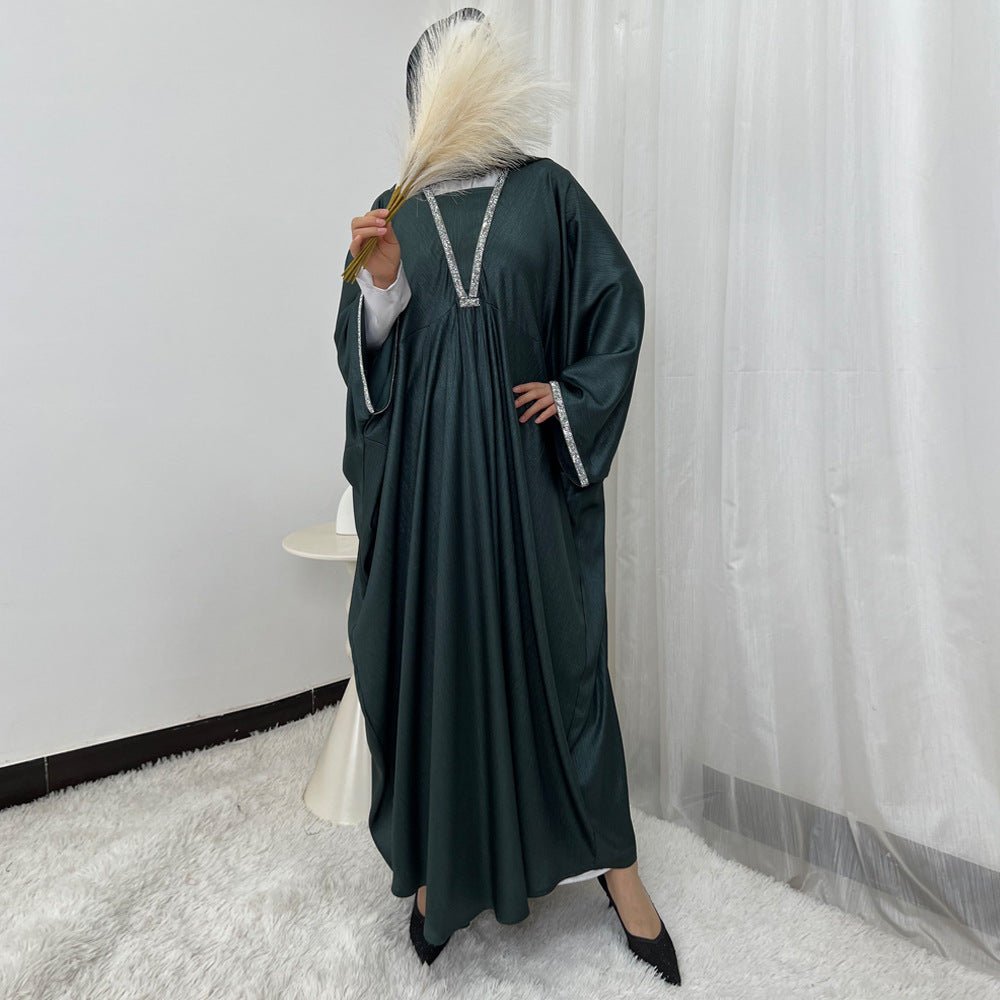 Abaya à manches papillon avec finition en cristaux | Robe de prière oversize (MA350)