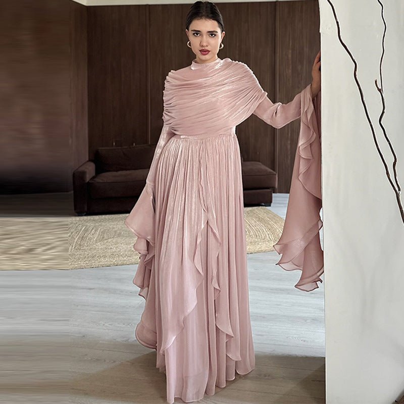 Robe Maxi Plissée Élégante avec Fente (MS263)