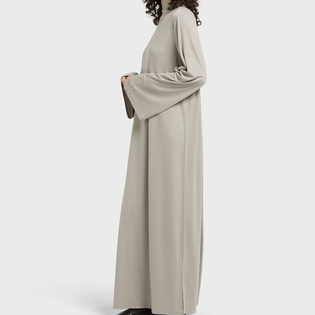 Robe Maxi Pull-over Élégante à Demi-Col Roulé | Robe Unie Coupe Ample avec Poches Cachées (MA313)