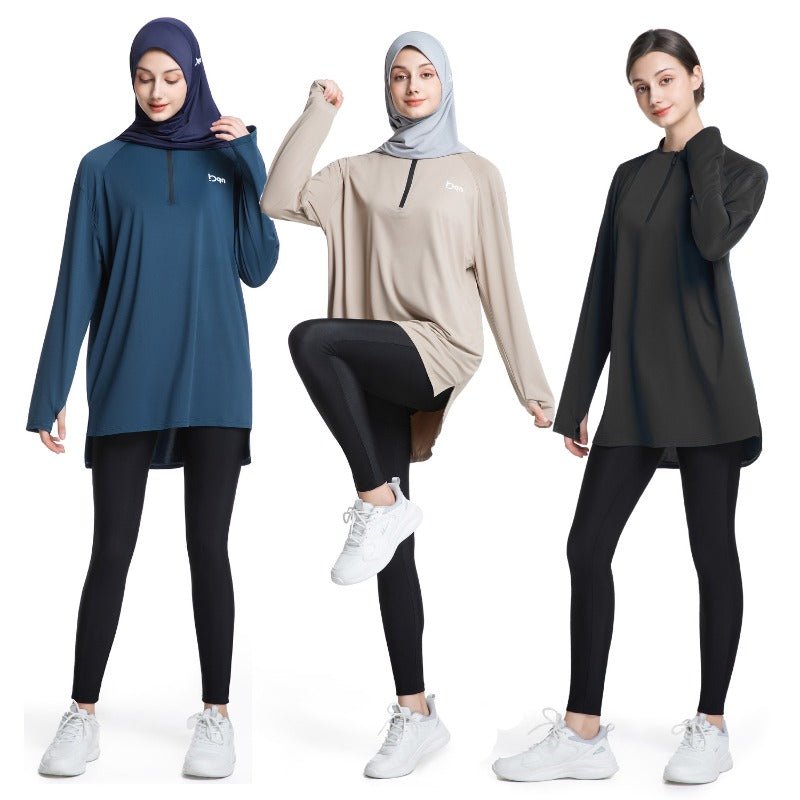 Haut de running pour femme séchage rapide demi-zip (MS115)