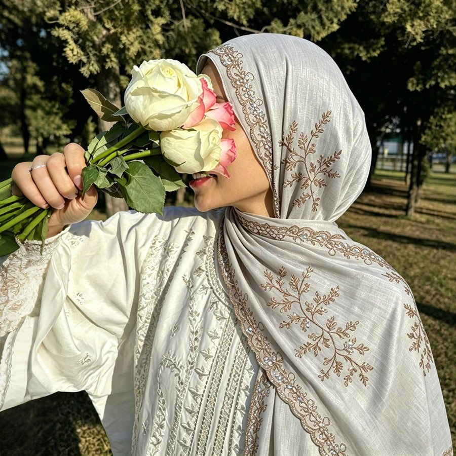 Foulard Hijab Pailletté Brillant Brodé (MH248)