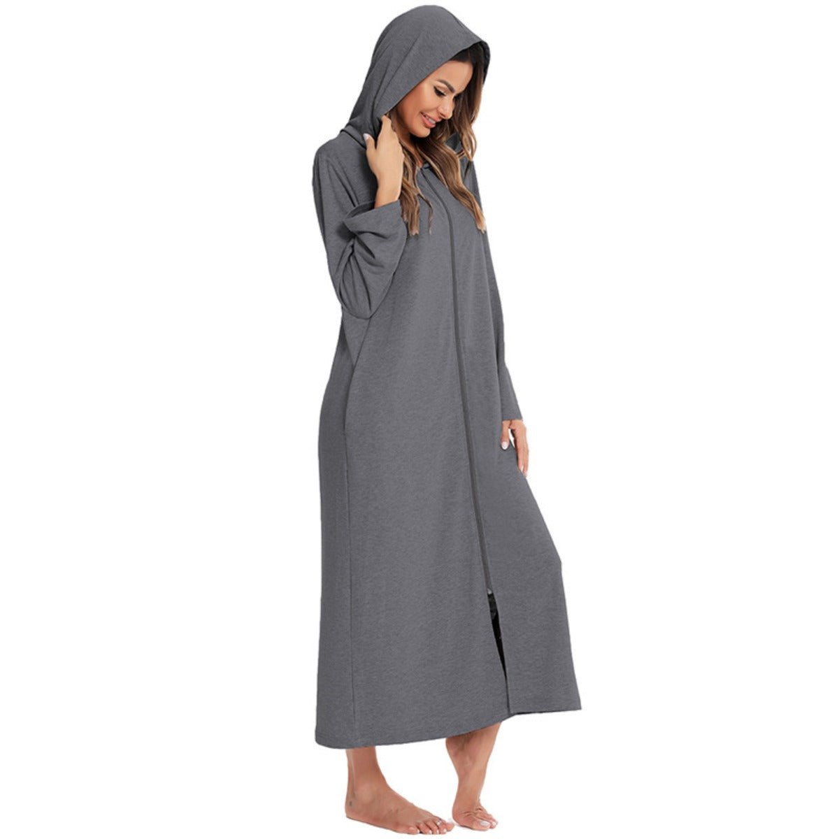 Cardigan long zippé et douillet avec poches | Confort Loungewear (MS110)