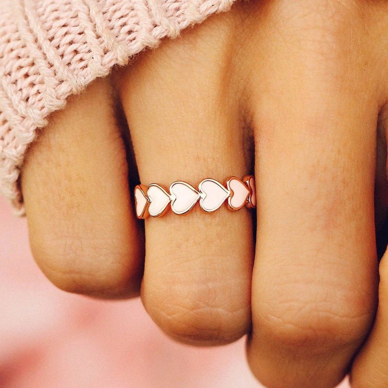 Bague et boucles d'oreilles Simple Pink Heart-To-Heart Glue (MAC198)