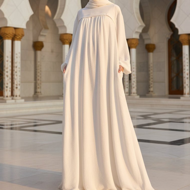Abaya en crêpe avec poches sécurisées pour Omra (MA386)
