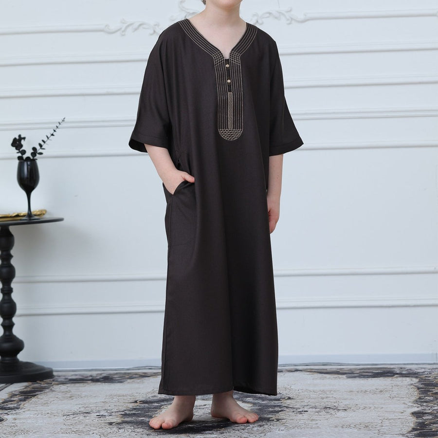 Qamis brodé pour garçon avec poches (MKB023)