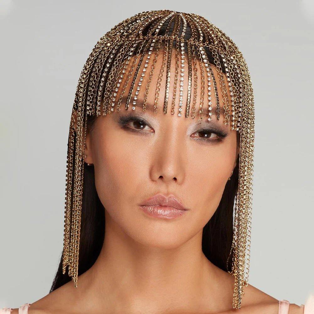 Chaîne de tête MAC153 haut de gamme à pompons et strass