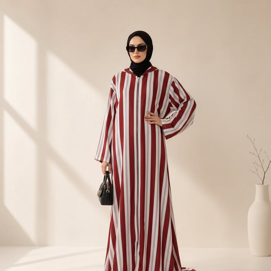 Pièce d'archive Maxi Caftan à capuche rayé demi-zip - MP060 (Taille L uniquement)