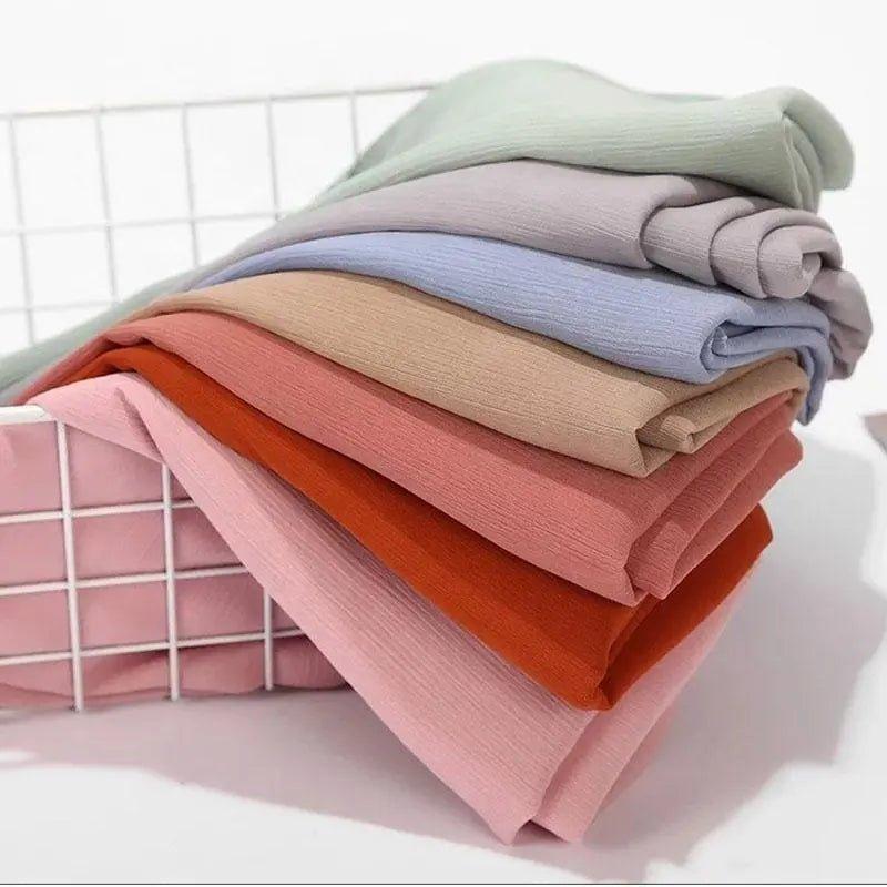 Écharpe Crêpe Hijab Chiffon Froissé pour Femme, Châle à Plis Ondulés (MH003)