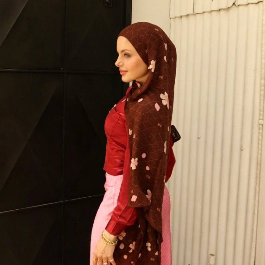 Foulard Hijab imprimé Fleurs de Cerisier (MH241)