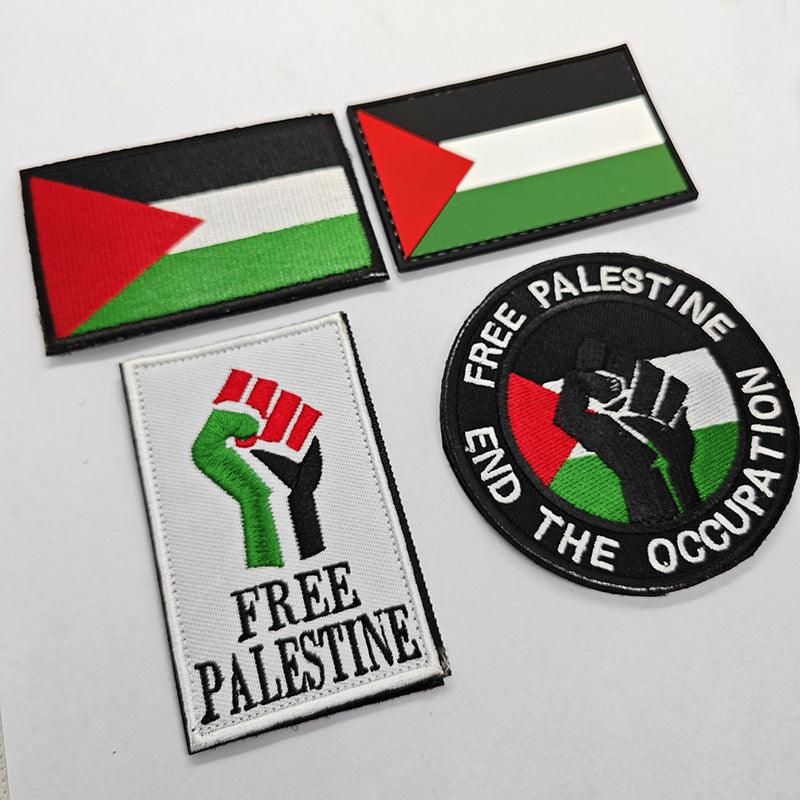 Badge en caoutchouc PVC brodé Drapeau de la Palestine avec fermeture Velcro - MAC115