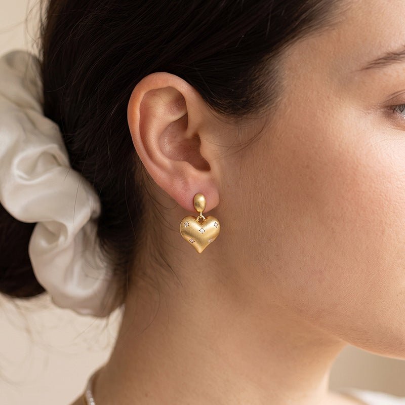 Boucles d'oreilles Cœur Brossé Élégant (MAC460)