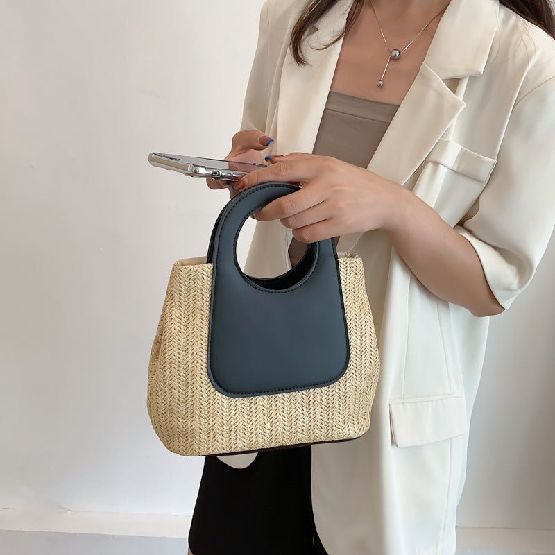 Sac à poignée tissée contraste été (MAC467)