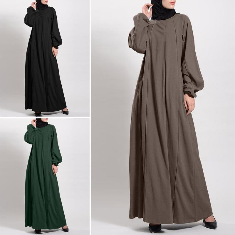 Robe Maxi Unie à Manches Bouffantes, Coupe Ample – Abaya Élégante et Pudique à Manches Bouffantes (MA271)