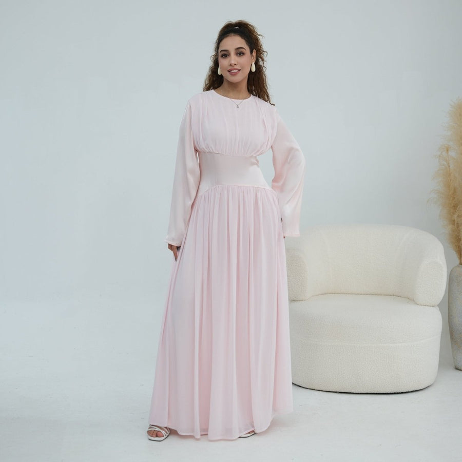 Robe Maxi Manches Évasées en Mousseline(MS498)