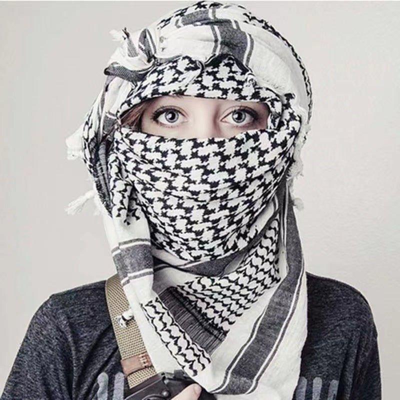 MH052 Hijab Carré Keffieh à Franges sur les Quatre Côtés