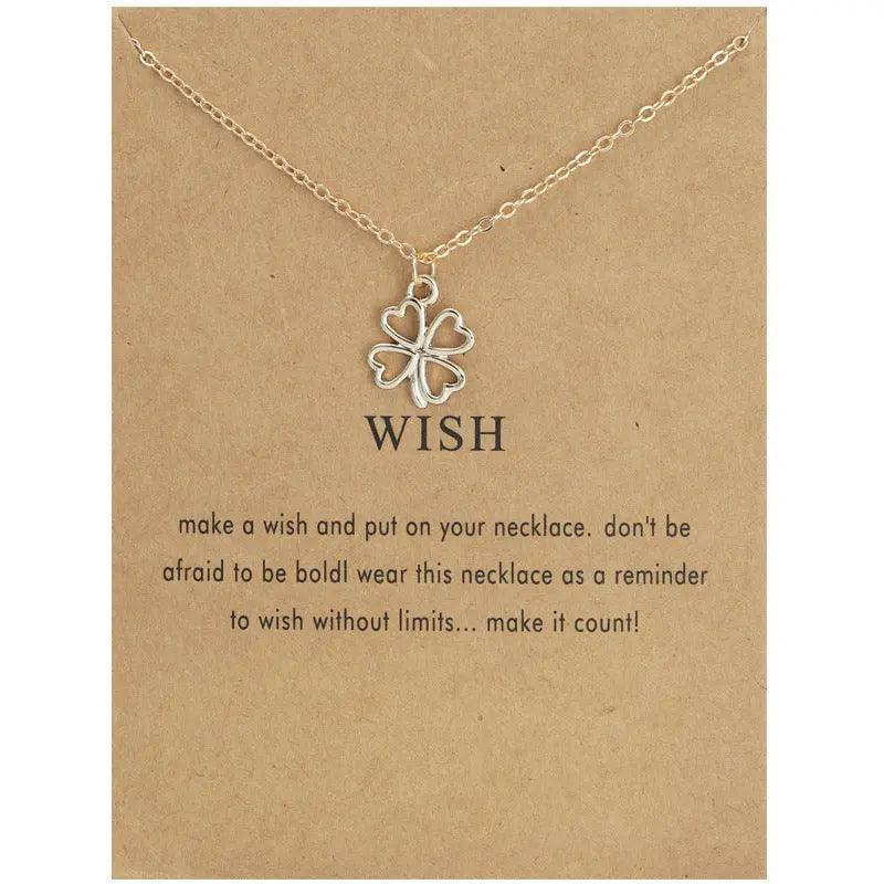 Collier pendentif Trèfle à Quatre Feuilles MAC041, plaqué platine