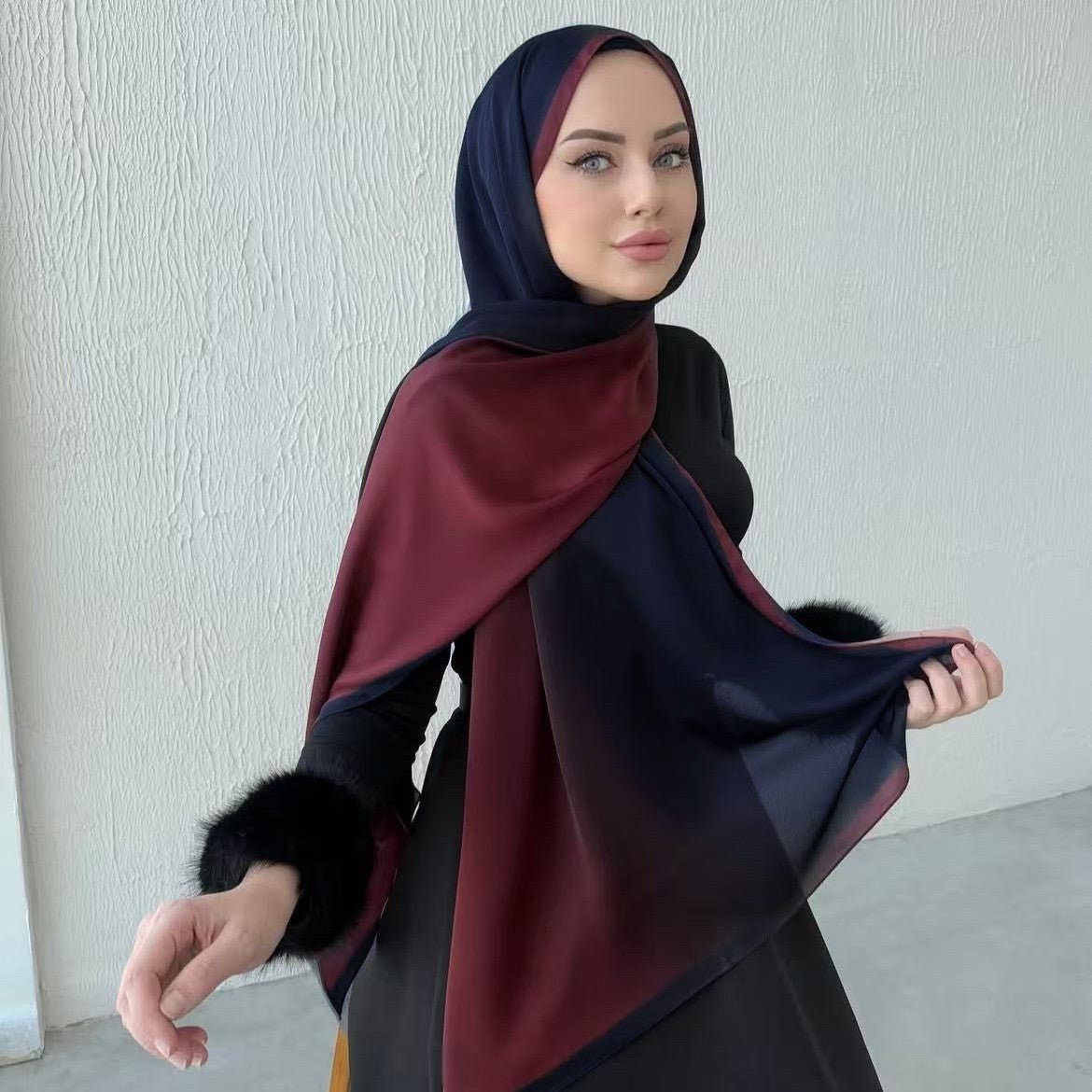 Hijab en Mousseline Perlée Premium de Luxe Dégradé (MH148)