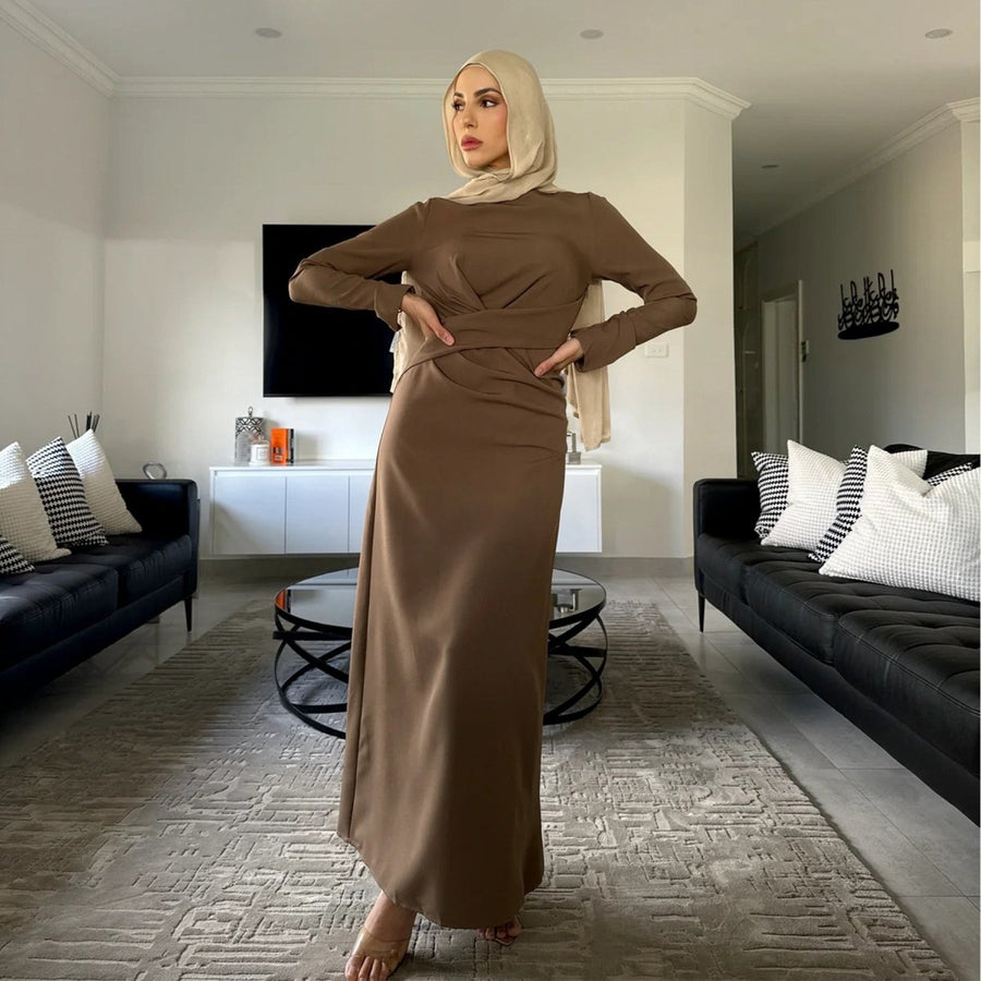 Abaya Élégante Ajustée Unie (MA127)