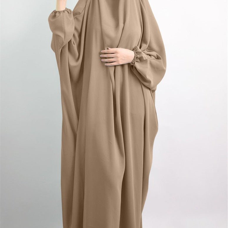 Jilbab uni 1 pièce avec niqab intégré en viscose (MJ005)