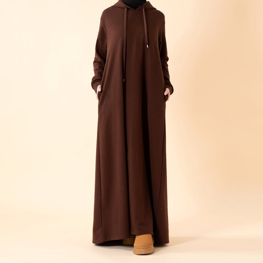 Abaya sweat à capuche en French Terry avec poches (MA340)