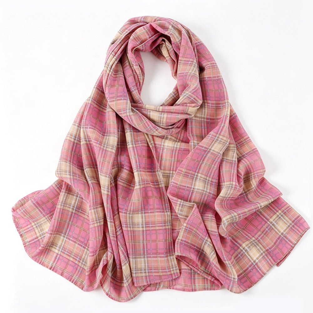 Foulard Hijab Léger Tartan Carreaux Vintage (MH258)