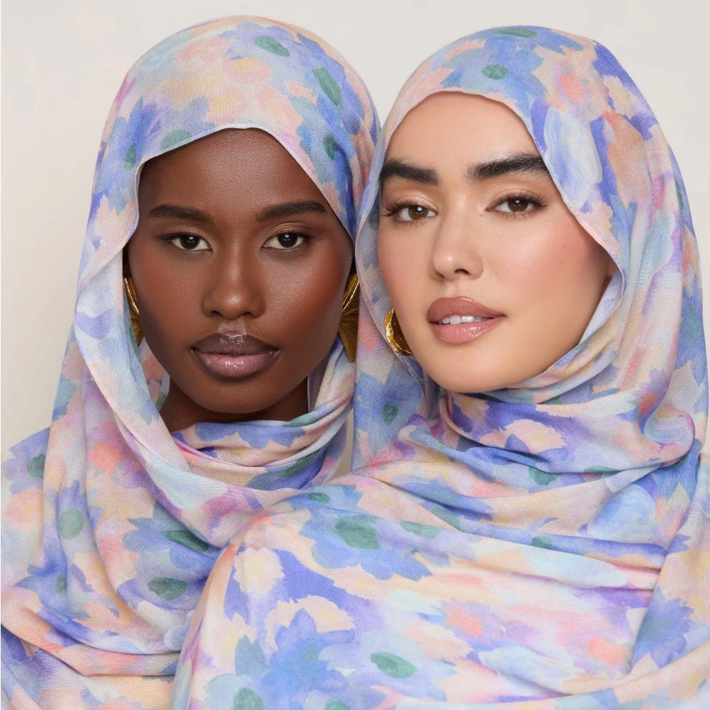 Foulard Hijab à Imprimé Floral Vibrant | Écharpe Botanique Légère (MH159)